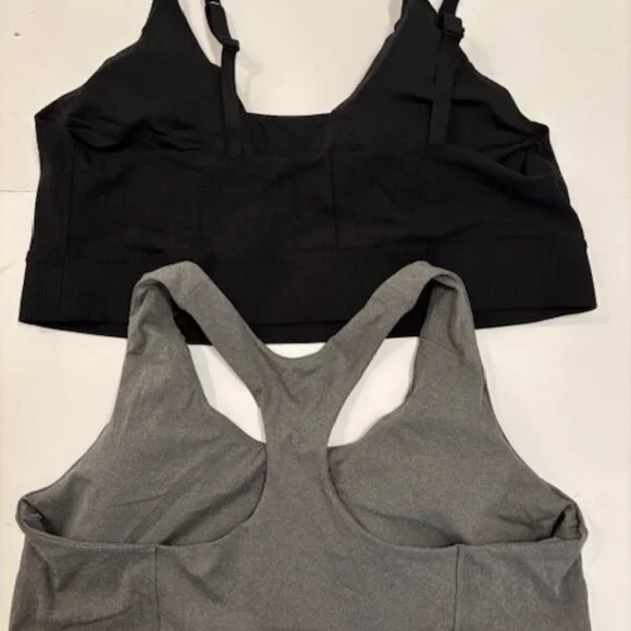 Old Navy Active NWOT (2) Powersoft Sports Bras Removable Cups Gray Black 3X - Picture 2 of 9